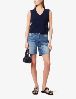 RAG & BONE WOMENS COSMOS MIRAMAR KAIA DENIM-PRINT COTTON-JERSEY SHORTS 