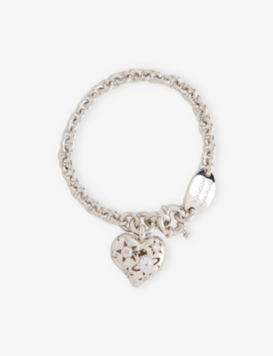 Vivienne Westwood Jewellery Mens Aw25-platinum / White Cz Lee Brass And Cubic Zirconia Bracelet In Multi