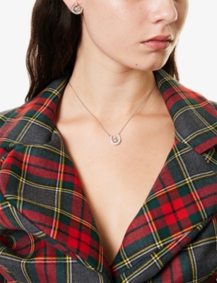 VIVIENNE WESTWOOD JEWELLERY: Mare Platinum-Plated 925 Sterling Silver And Cubic Zirconia Pendant Necklace