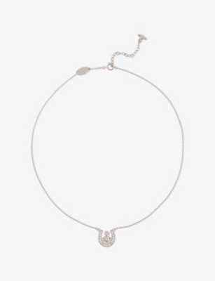 VIVIENNE WESTWOOD JEWELLERY: Mare Platinum-Plated 925 Sterling Silver And Cubic Zirconia Pendant Necklace