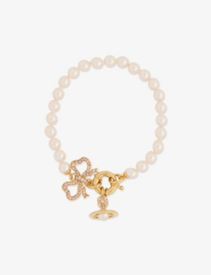 VIVIENNE WESTWOOD JEWELLERY: Rigoberta Gold-Plated Brass And Swarovski Glass Pearl Bracelet