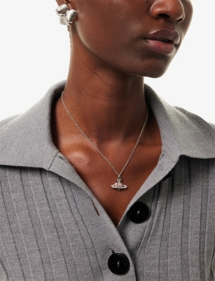 VIVIENNE WESTWOOD JEWELLERY: New Diamante Heart Platinum-Plated Brass and Crystal Pendant Necklace