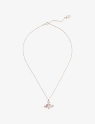 VIVIENNE WESTWOOD JEWELLERY: New Diamante Heart Platinum-Plated Brass and Crystal Pendant Necklace