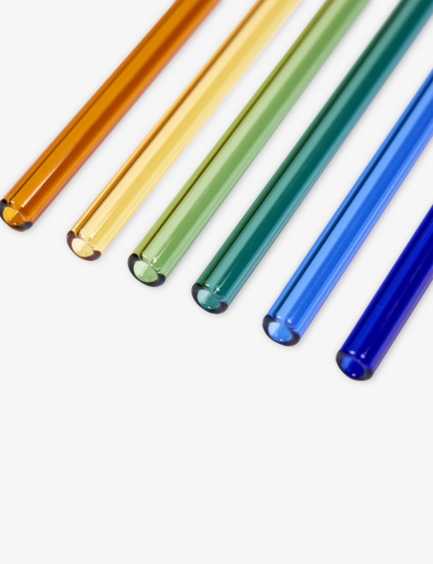 Santorini Set of Six Glass Cocktail Straws