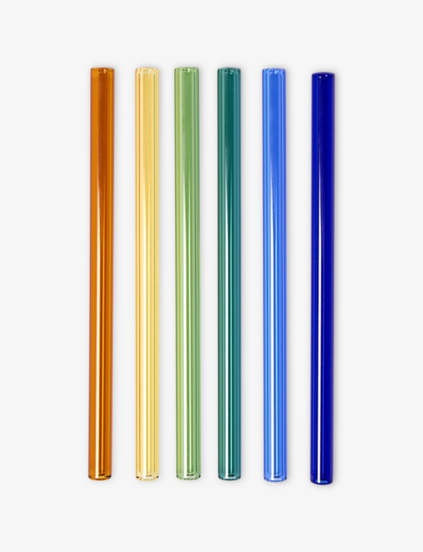 Santorini Set of Six Glass Cocktail Straws