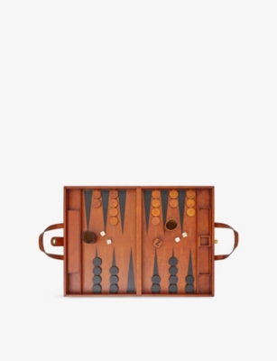 THE CONRAN SHOP: Tavla Wood And Leather Backgammon Board Game Set