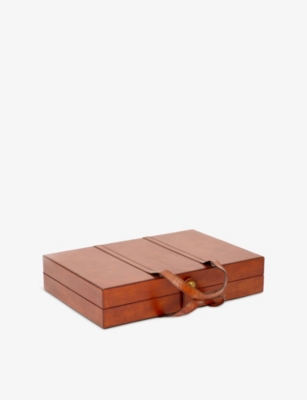 THE CONRAN SHOP: Tavla Wood And Leather Backgammon Board Game Set