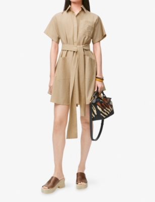 LOEWE: Loewe x Paula’s Ibiza Anagram-Embroidered Short-Sleeve Cotton-Blend Mini Dress