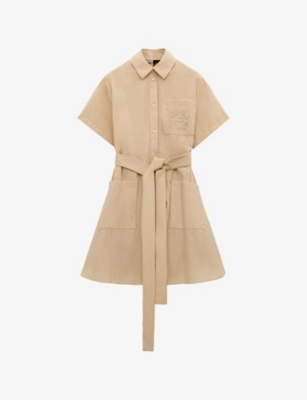 LOEWE: Loewe x Paula’s Ibiza Anagram-Embroidered Short-Sleeve Cotton-Blend Mini Dress