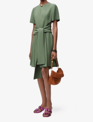 LOEWE: Loewe x Paula’s Ibiza Pebble Short-Sleeve Woven Mini Dress