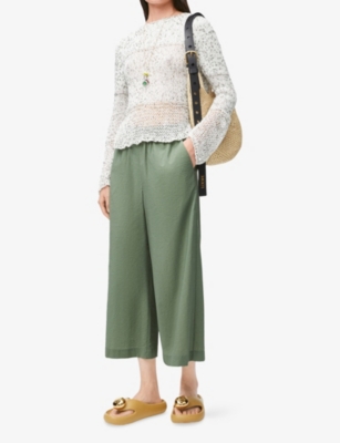LOEWE: Loewe x Paula’s Ibiza Wide-Leg Mid-Rise Cotton-Blend Cropped Trousers