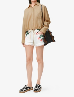 LOEWE: Loewe x Paula’s Ibiza Anagram-Patch Drawstring-Waist Cotton-Blend Shirt
