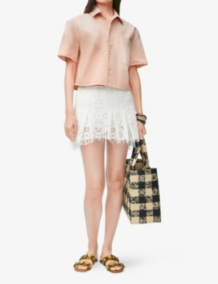 LOEWE: Loewe x Paula’s Ibiza Short-Sleeve Cropped Denim Shirt
