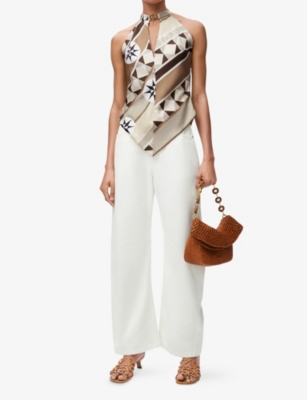 LOEWE: Loewe x Paula’s Ibiza Graphic-Print Halterneck Silk Top