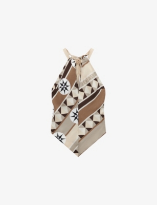 LOEWE: Loewe x Paula’s Ibiza Graphic-Print Halterneck Silk Top