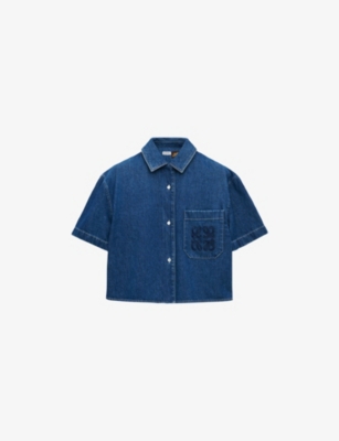 LOEWE: Loewe x Paula’s Ibiza Short-Sleeve Cropped Denim Shirt
