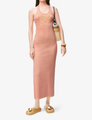 LOEWE: Loewe x Paula's Ibiza Anagram-Print Sleeveless Cotton-Blend Midi Dress