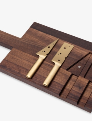Woodsea Walnut Branded Cheese Board With Knives 55cm X 20cm