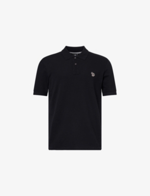 Ps By Paul Smith S By Paul Smith Mens Zebra-embroidered Short-sleeve Cotton Polo Shirt Black Xl
