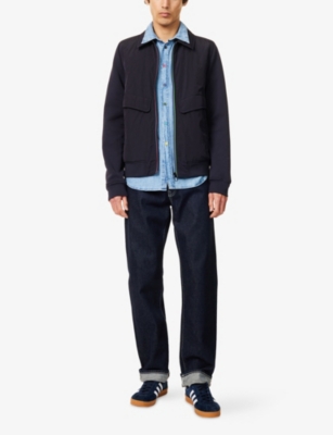PS BY PAUL SMITH: Mixed Media Striped-Zip Woven Jacket
