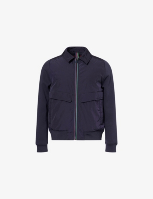PS BY PAUL SMITH: Mixed Media Striped-Zip Woven Jacket