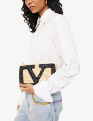 Valentino Garavani Garavani Viva Superstar Small Pouch In Synthetic Raffia Woman Natural Uni