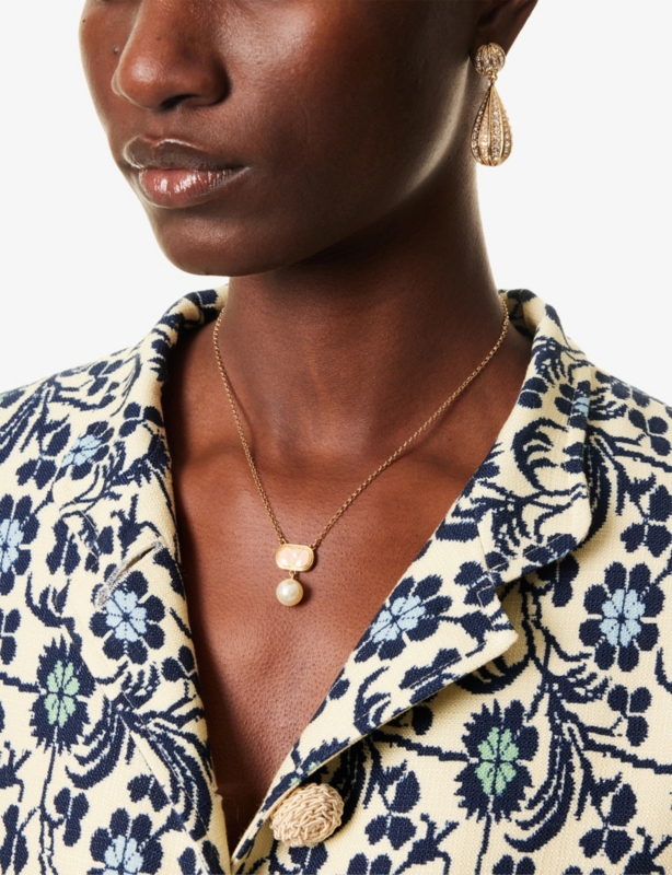 Ovalette Metal and Swarovski® Pearl Necklace