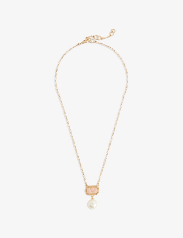 Ovalette Metal and Swarovski® Pearl Necklace