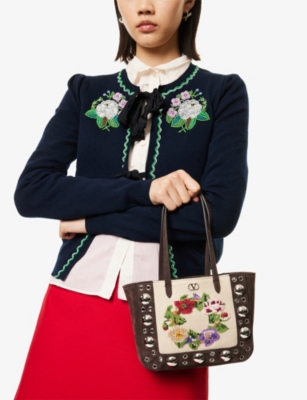 Valentino Womens Multicolor/testa Di Moro Nellcôte Mini Suede Shopping Bag