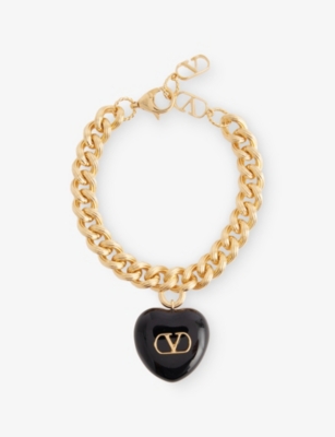 VALENTINO GARAVANI: Coeur Royal Gold-Plated Metal And Enamel Bracelet