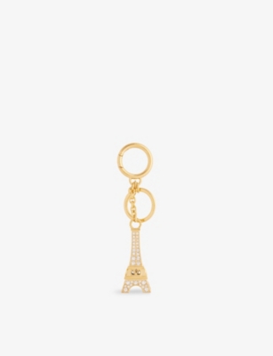 VALENTINO GARAVANI: Crystal-Embellished V-Logo Brass Keyring