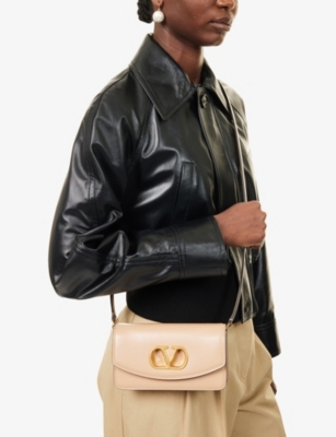 Valentino Womens Rose Sand Vlogo Leather Clutch Bag In Pink