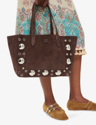 Valentino Nellcote Studded Suede Tote Bag