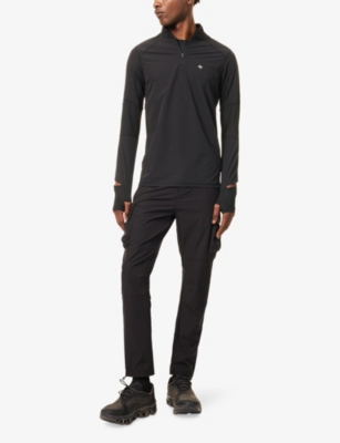 247 By Represent Mens Jet Black Quarter Zip Logo-print Stretch-woven Running Top Xl