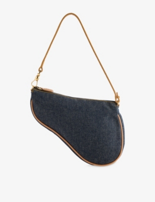 RESELFRIDGES: Pre-Loved Dior Saddle Denim Shoulder Bag