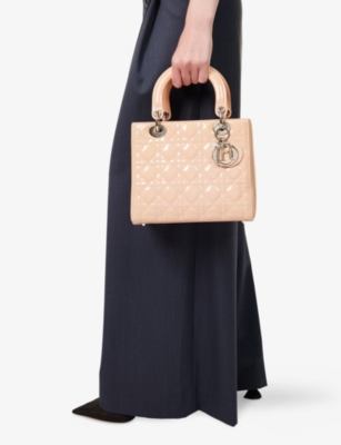 RESELFRIDGES: Pre-Loved Dior Medium Patent Cannage Lady Dior Leather Handbag