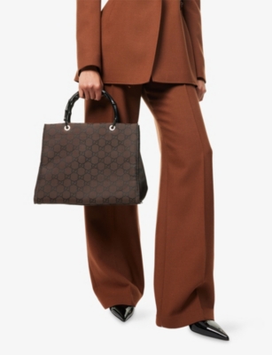 RESELFRIDGES: Pre-Loved Gucci Bamboo-Handle Canvas Tote Bag