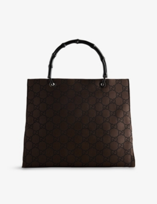 RESELFRIDGES: Pre-Loved Gucci Bamboo-Handle Canvas Tote Bag