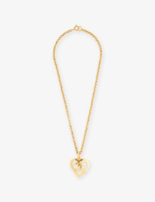 RESELFRIDGES: Pre-Loved Chanel CC Heart Gold-Plated Brass Necklace