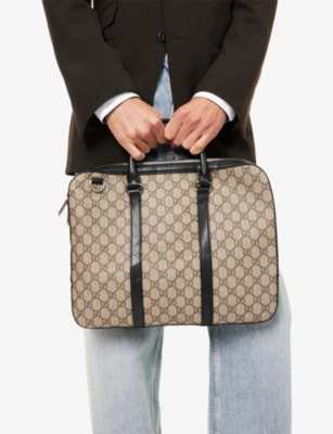 RESELFRIDGES: Pre-Loved Gucci GG Supreme Coated-Canvas Web Briefcase