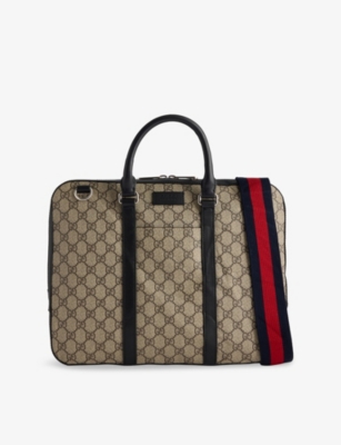 RESELFRIDGES: Pre-Loved Gucci GG Supreme Coated-Canvas Web Briefcase