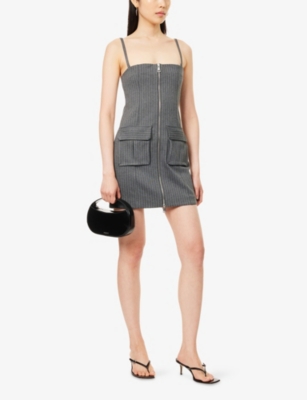 GOOD AMERICAN WOMENS GOOD AMERICAN SOFT STRETCH PONTE PINSTRIPE STRETCH-WOVEN MINI DRESS 