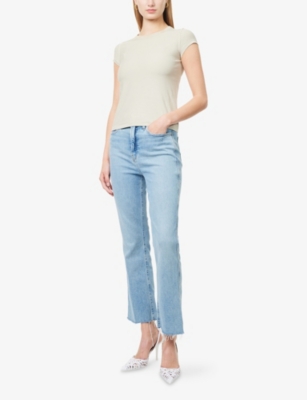 Good American Womens Ga Good Legs Crop Mini Boot-leg Mid-rise Stretch-denim Jeans Indigo510 In Blue