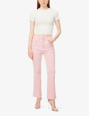GOOD AMERICAN WOMENS FLAMINGO003 GOOD STANDARD FLARED-LEG HIGH-RISE STRETCH-DENIM JEANS 