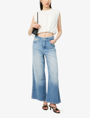 Good American Womens Indigo958 Good Skate Crop-leg Stretch-denim Blend Jeans