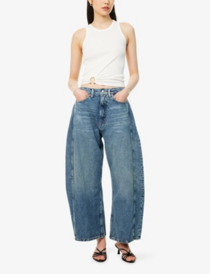 Good American Womens Indigo966 Good Extreme Barrel Balloon-leg Denim-blend Jeans