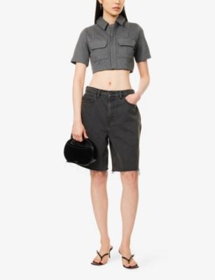 GOOD AMERICAN: Good Extreme High-Rise Denim Barrel Shorts