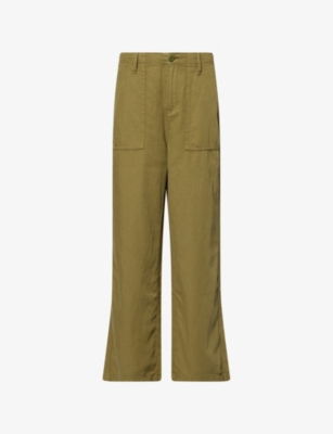 GOOD AMERICAN WOMENS GOOD AMERICAN DRAWSTRING WIDE-LEG COTTON-BLEND TROUSERS 
