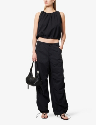 GOOD AMERICAN WOMENS GOOD AMERICAN CROP SLEEVELESS COTTON-POPLIN TOP 