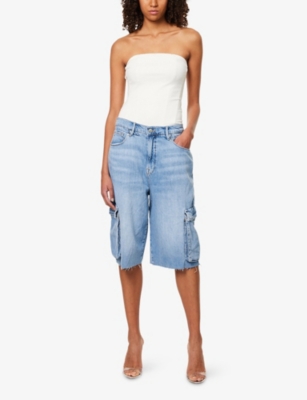GOOD AMERICAN WOMENS CLOUD WHITE001 CRYSTAL SCUBA STRETCH-WOVEN BODYSUIT 